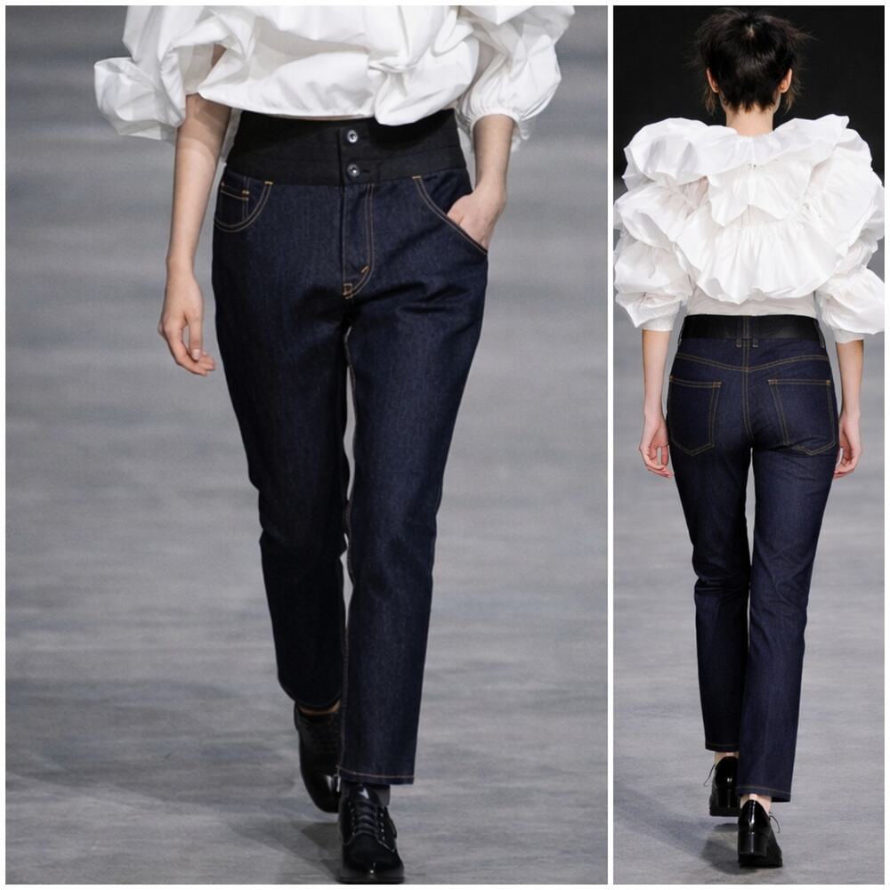 Comme de Garcons Junya Watanabe Crop Jeans Indigo satin pleated 36w